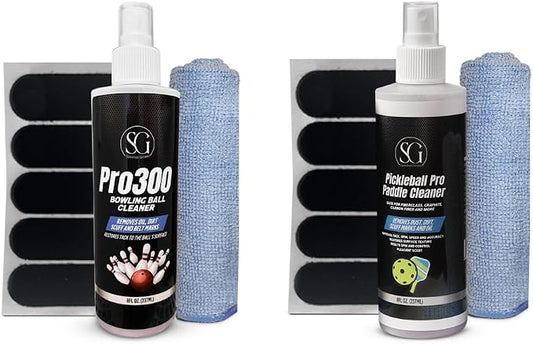 Dual-Action Cleaner Spray for Bowling Balls & Pickleball Paddles – Removes Dirt, Oil, Residue & Scuffs – EPA Safer, 8 FL Oz w/Cloth & Tape