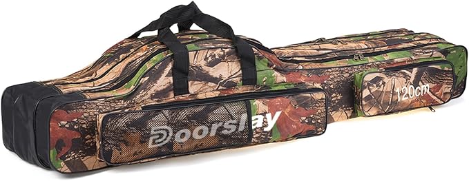 Fishing Bag Portable Folding Fishing Tackle Storage Bags Oxford Fishing Rod Case Fishing Pole Bag Carry Organizer Outdoor Waterproof for Fishing Camping Hiking Traveling