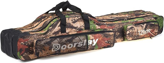 Fishing Bag Portable Folding Fishing Tackle Storage Bags Oxford Fishing Rod Case Fishing Pole Bag Carry Organizer Outdoor Waterproof for Fishing Camping Hiking Traveling