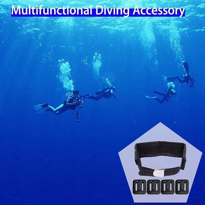 Vinyl Coated Diving Weights-4pcs 1.1-4.4 lbs Dive Weights with 4 Pocket Scuba Weight Belt with Quick Release Buckle,Used for Freediving, Spearfishing & Scuba Diving-Fit for Waist 32" to 52"