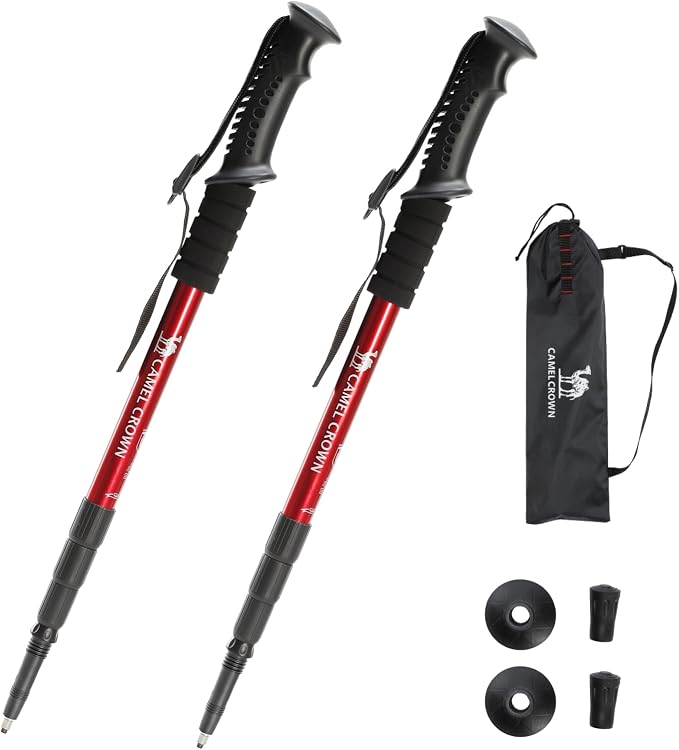 CAMEL CROWN Trekking Poles 2 Pack, Lightweight Hiking Poles for Men Women, 20-43in Adjustable Walking Sticks with Tungsten Carbide Tip & Shock-Absorbing PVC Grip, Backpacking Camping