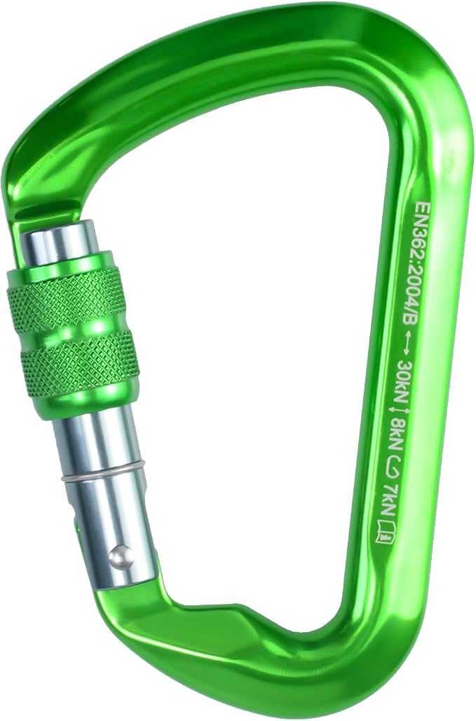 SEPEAK UIAA 30kN Locking Climbing Carabiner, Professional Heavy Duty Screwgate Clip for Outdoor Climbing, Mountaineering, Rappelling, Camping, Hiking, Swing,Large D Carabiner Hook/6744lb