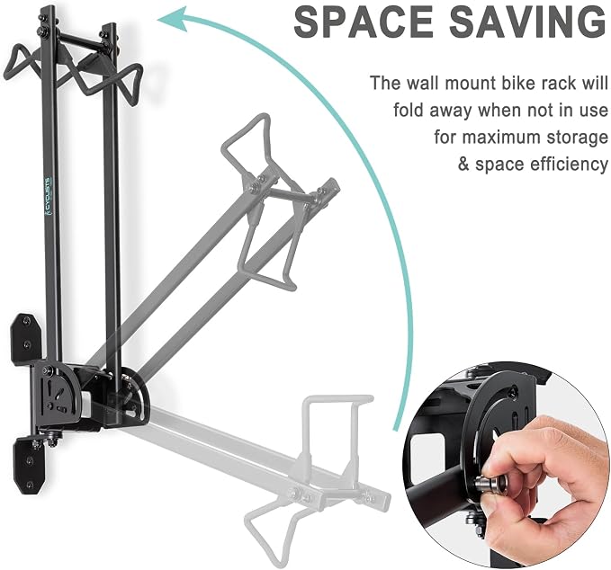 cyclists Bike Rack Garage - Wall Mount Bikes Storage - Vertical Bike Rack Bike Hanger for Road, Hybrid, MTB or BMX Bikes