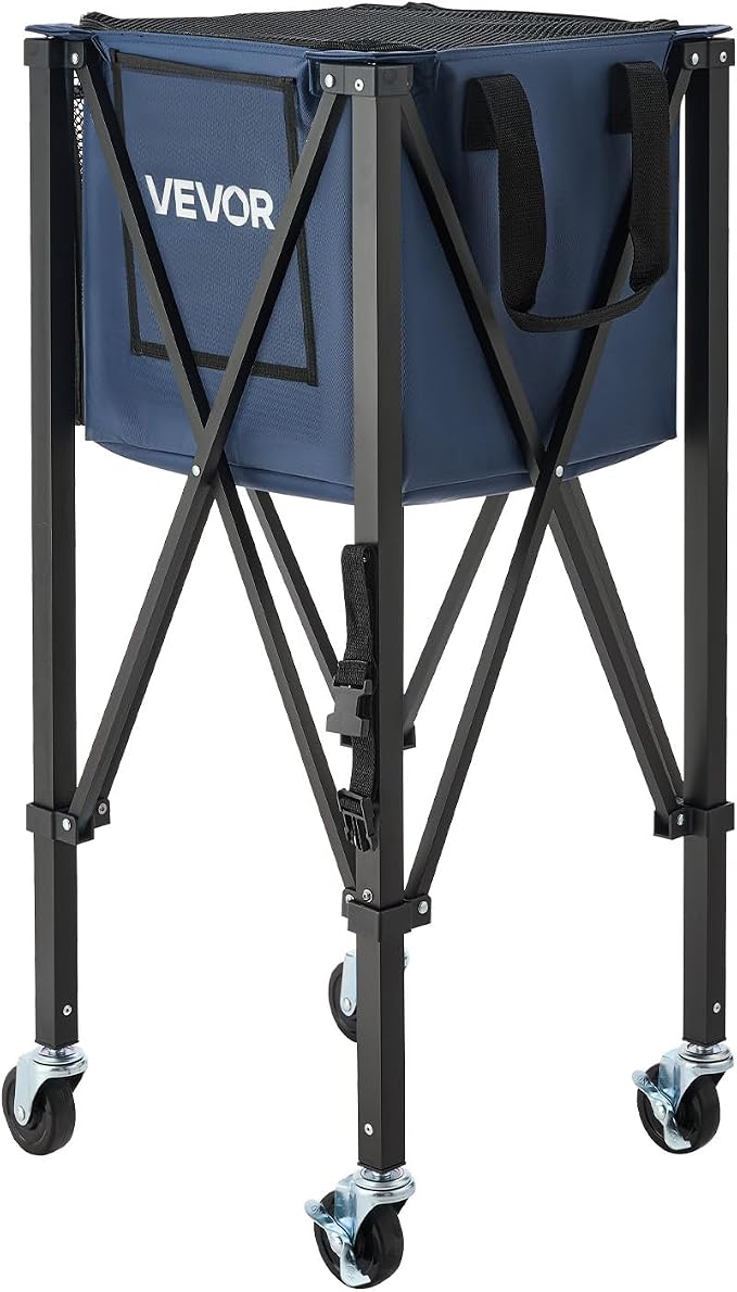 VEVOR Tennis & Pickleball Hopper Holds 200/175/150/120 Balls, 3-in-1 Tennis Foldable Pickleball Basket Cart for Easy Installation, Storage Bag for Tennis Training & Teaching