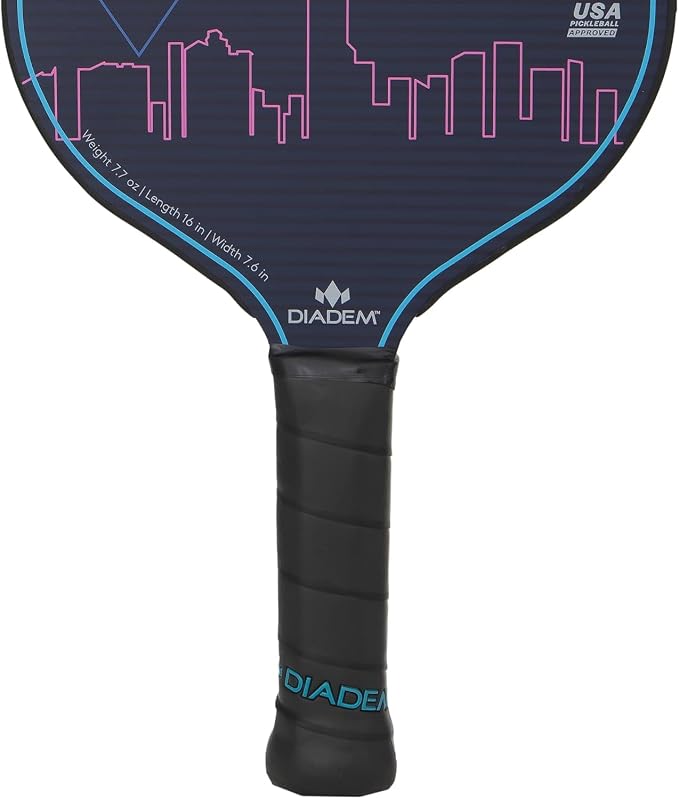 Diadem ICON Performance Pickleball Paddle | Graphite Carbon Fiber, Honeycomb Core, Fiberglass Face, Ultra Sleek Edge Guard, Spin Friendly | Indoor/Outdoor | USAPA Approved