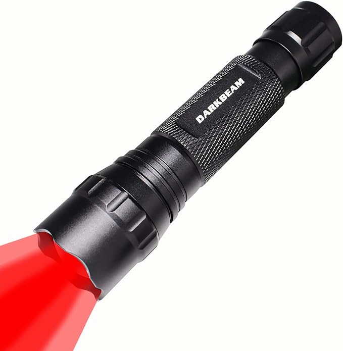DARKBEAM Red Light Flashlight Tactical LED Rechargeable, Zoomable Portable Handheld Red-Light for Fishing Hunting Detector Astrophotography