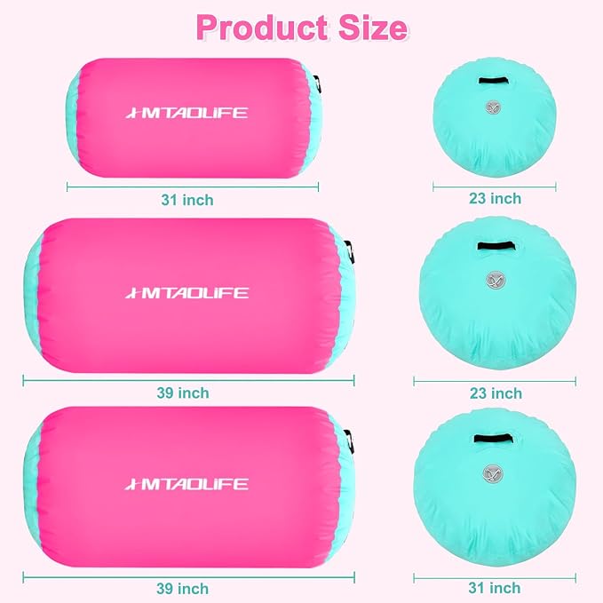 Gymnastics Air Roller Air Barrel, Inflatable Tumble Roller Mat, Air Roller Gymnastics Barrel Kids Back Somersault Backbend Trainer for Yoga Training Cheerleading Home Use
