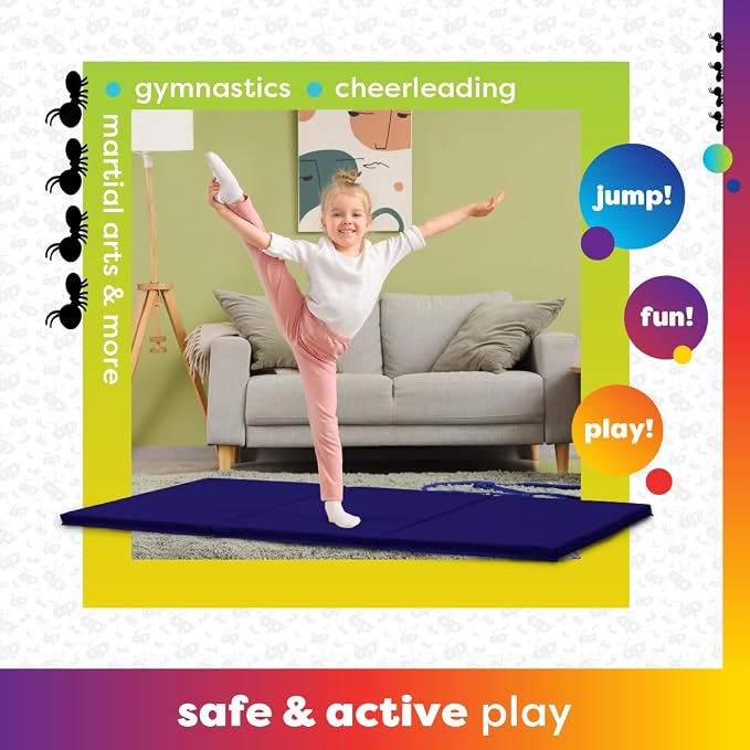 Antsy Pants Tumbling Mat for Kids – Gymnastics Mat, Easy to Clean, Sturdy, Foldable Tumbling Mats, Padded, Lightweight, Portable, Gymnastics Equipment for Active Play