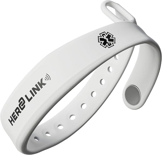 Hero Link® Medical ID Bracelet & Wellness Wristband – Adjustable Silicone, Waterproof, Heat-Resistant, Smart Band with NFC Tag for Instant Emergency Info Access