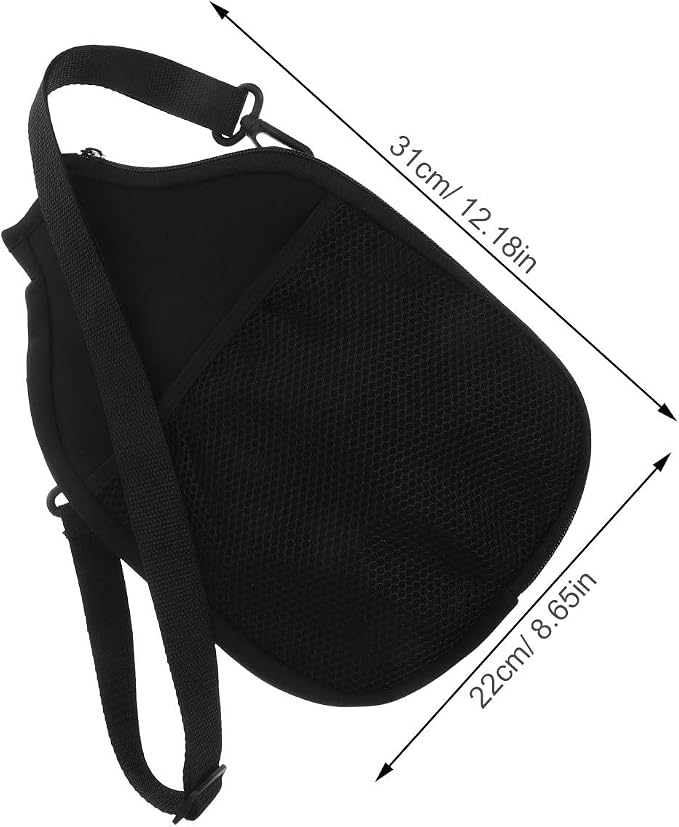 2pcs Waterproof Neoprene Racket Storage Bag with Mesh Organizer and Shoulder Strap for Table Tennis and Badminton Rackets, Wear-resistant Oxford Cloth Cover for Travel and Trips