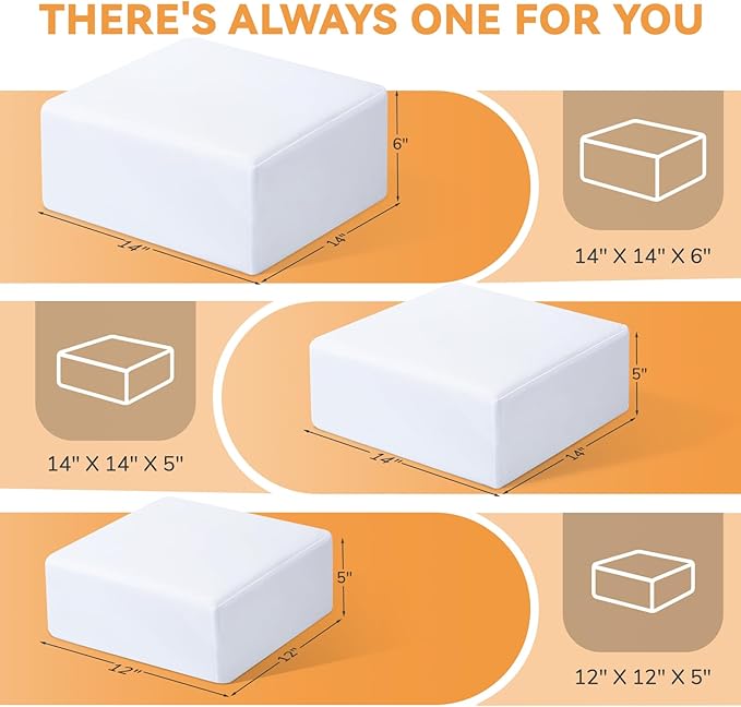 TOPPURE Cube Memory Foam Pillow for Side Sleepers, Xtra Thick 6“ inch Side Sleeping Pillow for Neck and Shoulder Pain Relief, Washable Pillowcase Including, (White, 6"x14"x14")