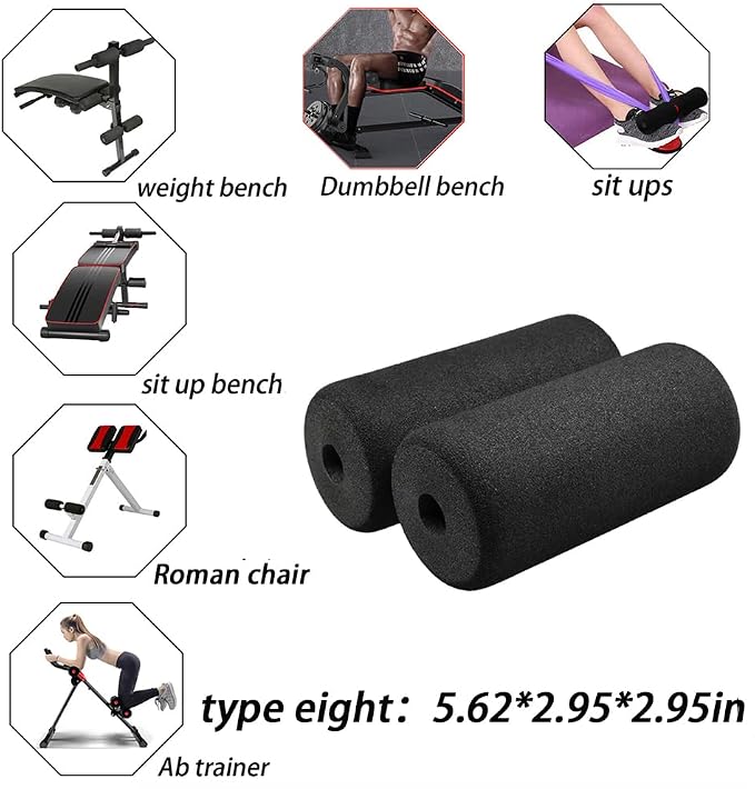 Foot Foam Pads Rollers(5.62 * 2.95 * 2.95in) for Exercise Machine, Inversion Table, Workout Bench, Sits Ups Replacement Parts, Home Gym Accesories