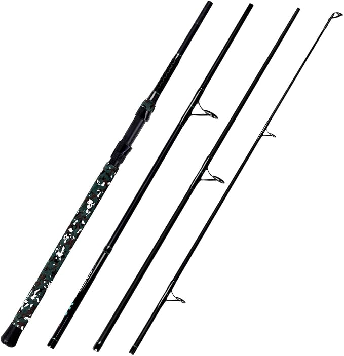Fiblink 4-Piece Surf Spinning Fishing Rod, Portable Travel-Friendly Pole, Carbon Fiber Fishing Rod (9’/10’/12’)