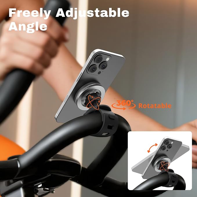 A2C Phone Holder for Peloton Bike, Stroller Phone Holder with Strong Magnets, Adjustable Strap Phone Mount for Shopping Cart, Treadmill, Golf Push Cart, Exercise Bike, Compatible with iPhone & Android