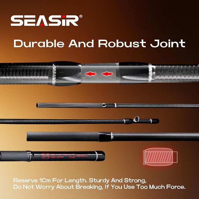 SEASIR Salminus Travel Fishing Rod, 4 Piece M/MH Biatcaster Rod | , XF Baitcasting Rod, Portable, 40T Carbon Fiber, Fuji O, EVA Grip, Saltwater Freshwater Bass Trout Big Fish