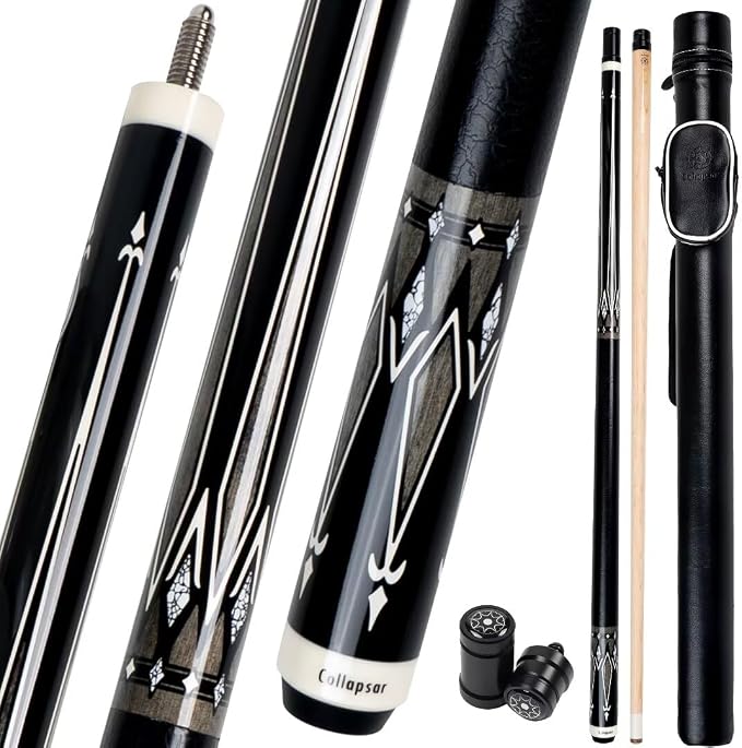 Collapsar CA Pool Stick with 1X1 Hard Case,58" Maple Professional Billiard Cue Stick,19-21 oz Pool Cue Set