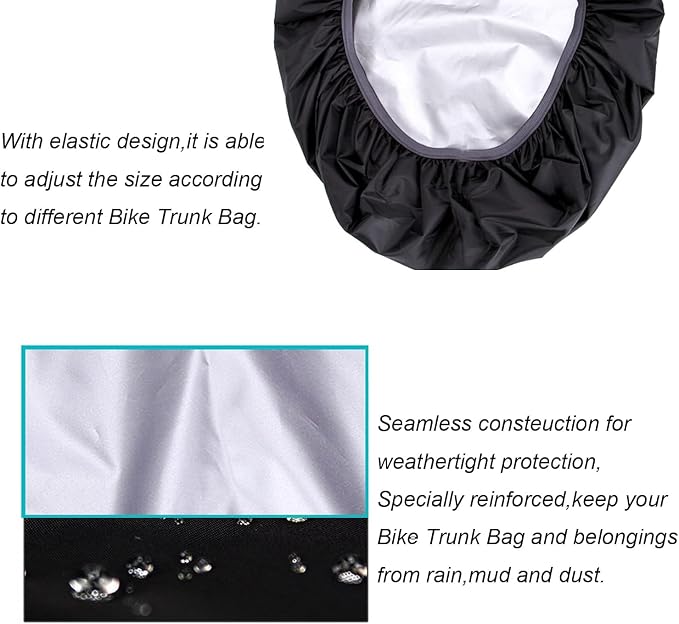 Bicycle Rear Rack Rain Cover with Reflective Strip Bike Trunk Rain Cover (35L Typ1 Black, 35L)