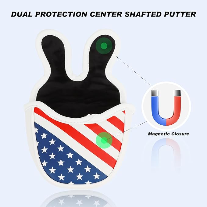 Golf Club Head Covers,4pcs or 1pc USA Golf Head Covers for Woods and Driver Fairway Hybrid - PU Leather Mallet Blade Putter for Men Women Golf Enthusiast