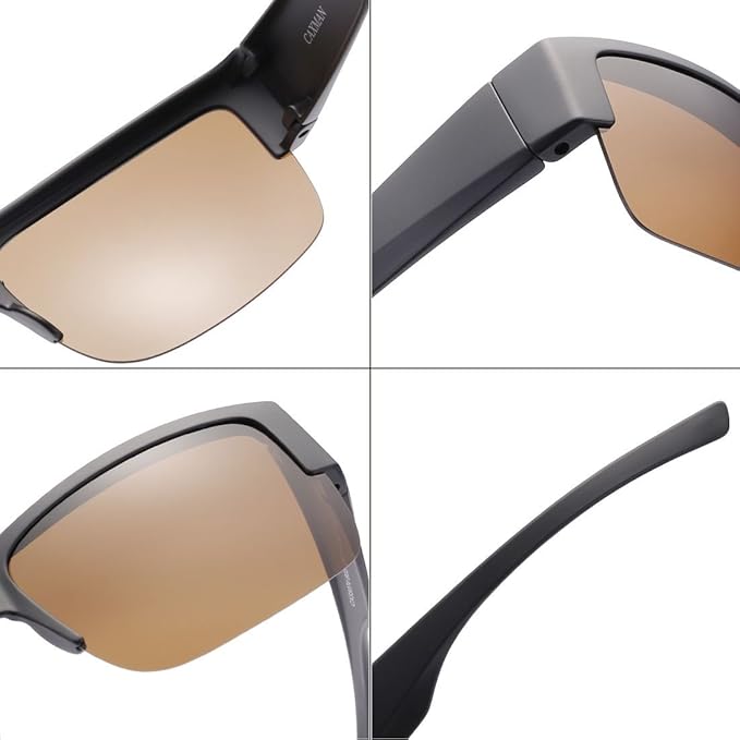 CAXMAN Fit Over Glasses Sunglasses for Men & Women Polarized Lens 100% UV Protection