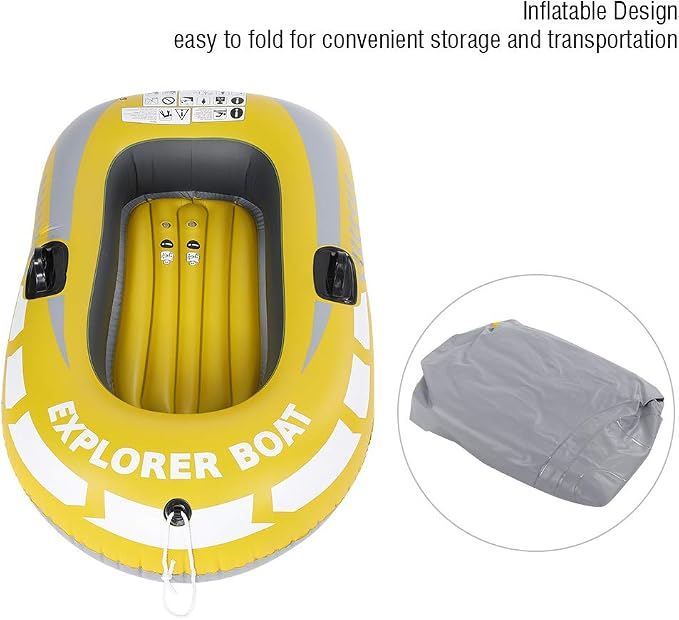 Thicken Raft Inflatable Kayak Inflatable Boat Canoe-1 Person Inflatable Fishing Boat Floaties Kayak Yellow PVC Boat Touring Kayak Swimming Pool Lake Toys for Adults