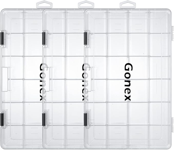 Gonex 3600 3700 Fishing Tackle Trays Lure Box with Adjustable Dividers | Clear PP Material, Adjustable Compartments, Fits Standard Tackle Box , For Fishing Lures Hooks Beads Accessories Storage