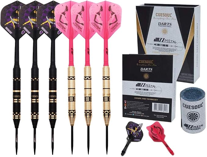 CUESOUL Jazz-Metal Luxury Steel Tip Darts Set 21g/24g/26g with AK5 Integrated Dart Flights