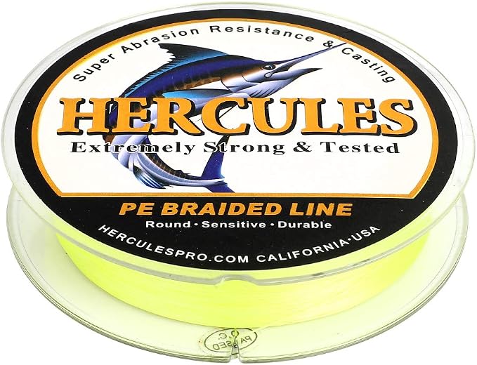 HERCULES Cost-Effective Super Cast 8 Strands Braided Fishing Line 10LB to 300LB Test for Salt-Water,109/328/547/1094 Yards(100M/300M/500M/1000M),Diam.#0.12MM-1.2MM,Hi-Grade Performance,Variety Colors