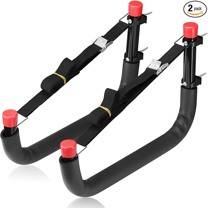 Heavy Duty Garage Storage Hooks, Wall Mount Kayak Storage Racks, Hangers with Lashing Straps, Holds Up to 100lbs