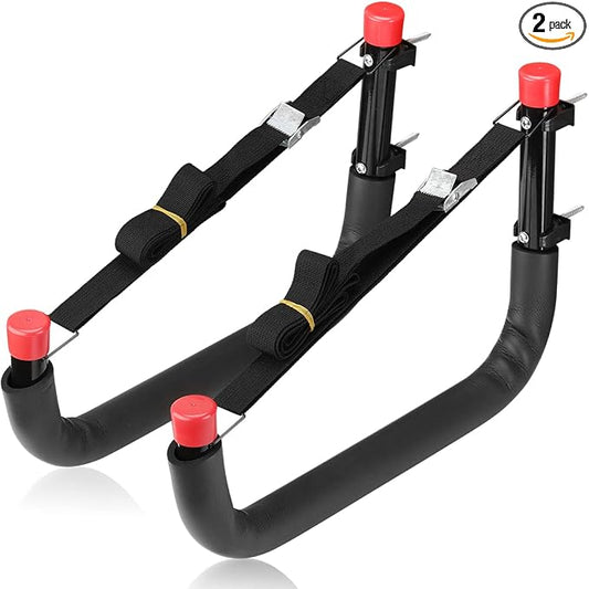 Heavy Duty Garage Storage Hooks, Wall Mount Kayak Storage Racks, Hangers with Lashing Straps, Holds Up to 100lbs