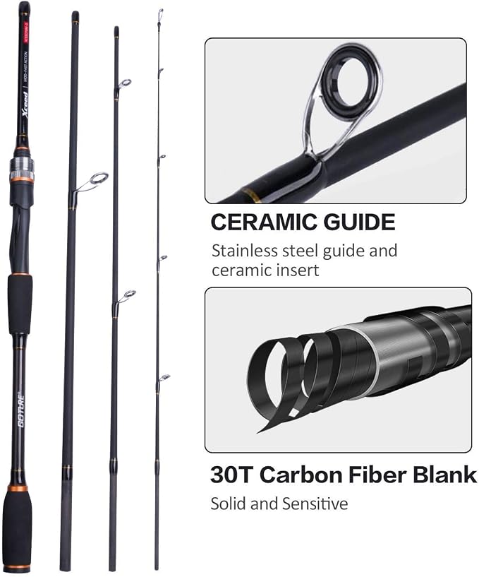 Goture 4-Piece Travel Carbon Fishing Rod M/MH Action 6.6-12ft Multi-Colors | Goture multi-spec travel fishing rods adopt upgraded high-grade carbon fiber blank with premium Fuji line guides
