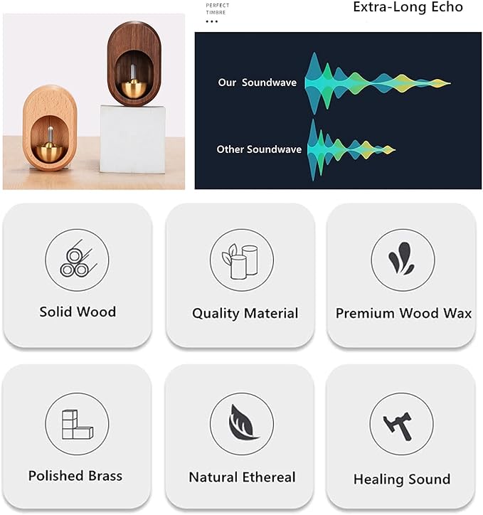 Shopkeepers Bell - Magnetic Attached Doorbell for Door Opening - Unique Office Ornament and Hanging Decoration for Business Entrance, Fridge Sticker and Barn Door (Clock-Shaped-Walnut)