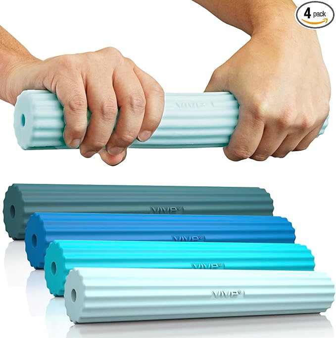 Vive Flex Therapy Bar for Tennis Elbow Relief (4 Pack) - Physical Therapy Aid to Improve Tendonitis & Grip Strength - Resistance for Golfers, Hand, Epicondylitis - Strengthens Wrists & Forearm