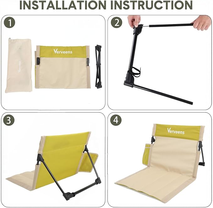 Extra Large Foldable Camping Chair with Cup Holder,Ultra-Light Portable Beach Chair with Carry Bag for Sunbathing Swimming Poolside Picnic Lawn Road Hiking Trips (Beige and Yellow)