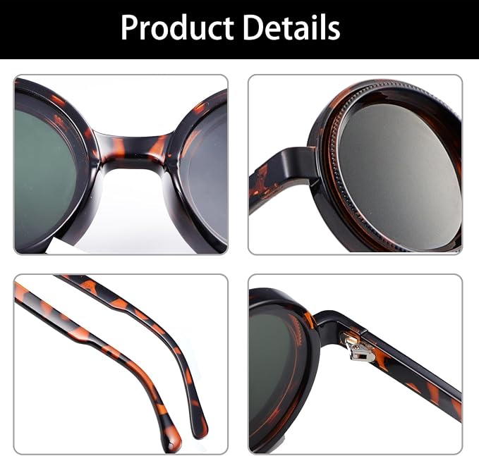 Polarized Adjustable Sunglasses HD Retro Round Glasses with ND Filter Lenses for Fishing/Street Photography Men Women