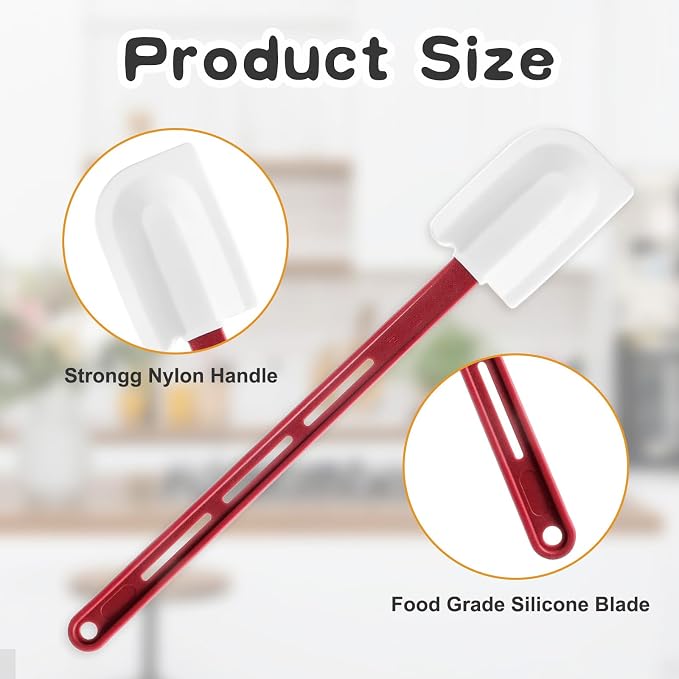 6 Pcs High Temp Silicone Spatulas, Heat Resistant Rubber Spatula, Commercial Silicone Scraper with Handle for Kitchen Cook Baking Mixing Utensil, Dishwasher Safe (10,14,16.5 Inch)