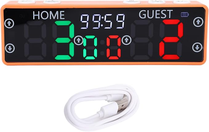 Electronic Scoreboard, 0-99 Score Range 0-9 Game Points, LED Display Digital Scoreboard with Buzzer, Battery Powered Basketball Scoreboard, Score Keeper for Chess, Table Tennis