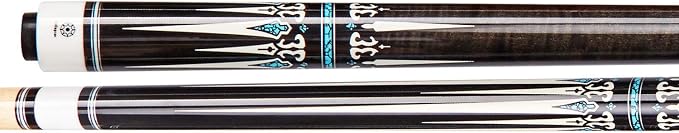 Collapsar CXT Pool Cue with Soft Case,Black with Cream Points and Turquoise,Wrapless Handle 58Inch Professional Pool Stick