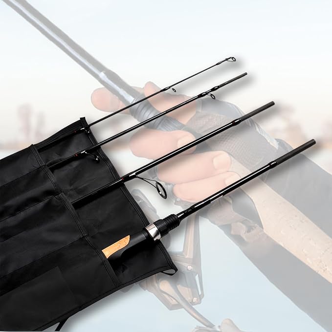 Fiblink 4 Pieces Travel Spinning Rod Medium Carbon Spinning Fishing Rod Portable Fishing Rod