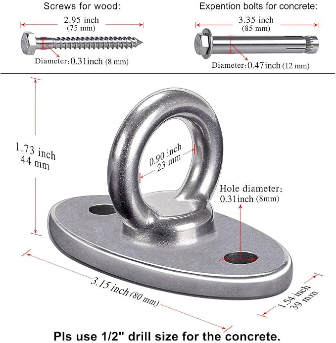 SELEWARE Ceiling Mount Cast Stainless Steel Swing Hanger Wall Anchor Hanging Yoga Swing Hammock Chair Suspension Straps Heavy Bag and More