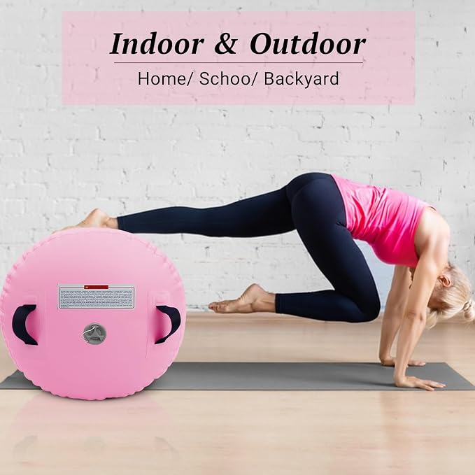 CZGBRO Gymnastics Barrel Air Roller with Pump, Inflatable Tumbling Equipment Air Mat Octagon Mat for Backhandspring Training Cheerleading Home Use