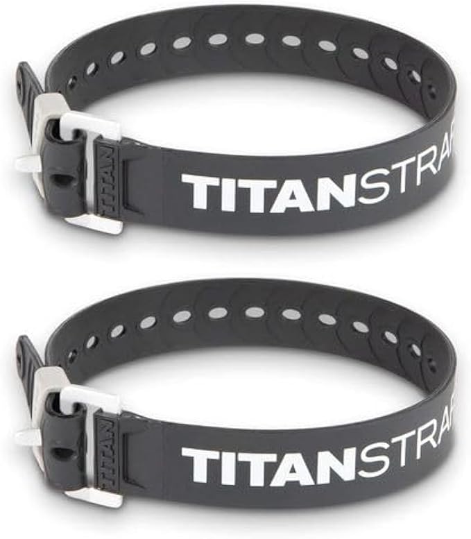 Titan Industrial Straps – Strong & Simple Tie-Downs for Construction (Welders, DIY Home) & 1st Responders – 3 Year Warranty, Batch Tested – 70 lb. Working Load, 20" Length, Black, 2-Pack