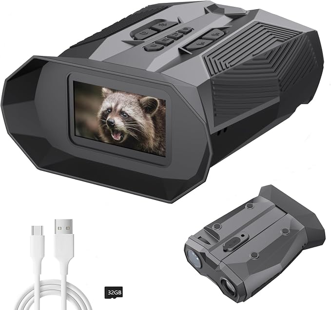 Night Vision Binoculars for Adults with Infrared | 20× Zoom Digital Night Vision Goggles with 4K Photos, 984ft Long Range, HD 3″ Screen, Rechargeable Battery – Best for Hunting, Wildlife, Surveillance