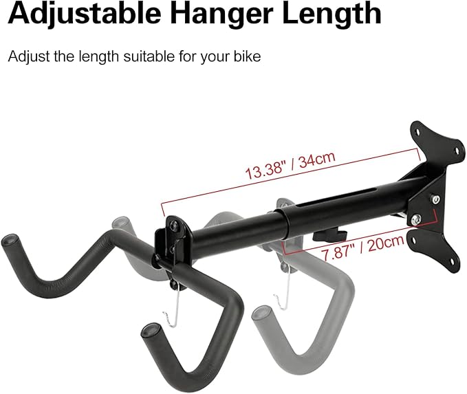 Cyfie Bike Wall Mount Hanger, Bicycle Garage Storage Rack Hook with a Helmet Hook to Hang the Helmet, Horizontal Indoor Bike Holder for Hanging Mountain, Road, Hybrid Bikes