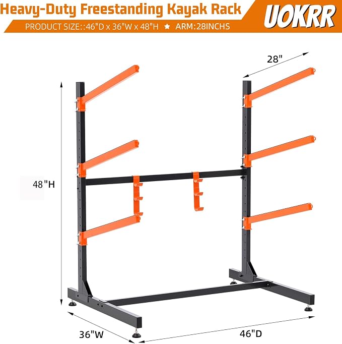 Kayak Storage Rack, Freestanding Kayak Racks for Garage, Heavy Duty Adjustable Kayak Stand Indoor Outdoor Storage Rack for Kayaks, Canoes, Surfboard & Paddleboard
