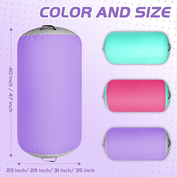 Inflatable Gymnastics Air Roller Barrel, Tumble Rolling Air Roller Gymnastics Barrel with Electric Pump for Kids Adults Home Outdoor Gymnastic Training Cheerleading Yoga