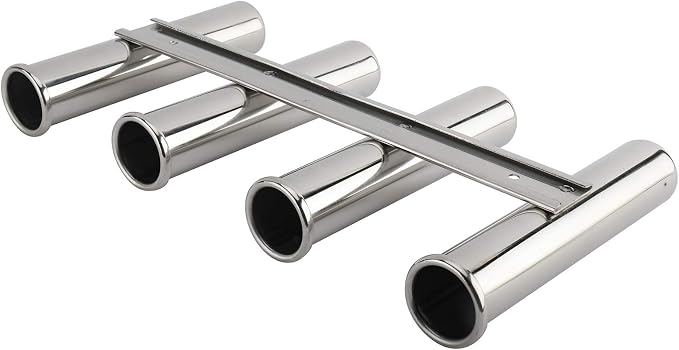 YaeMarine Fishing Rod Holder 316 Stainless Steel Fishing Rod Rack 3Tube/4Tube/5Tube/6Tube Mirror Finish for Marine Boat Yacht Camper