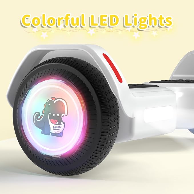 SIMATE 6.5" Bluetooth Scooter, LED Lights & APP & Music Speaker, Long Battery Life, Gifts for Kids & Adults & Girls & Boys, for All Ages
