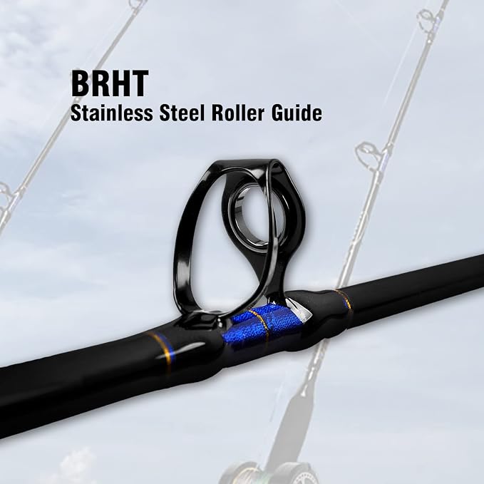 Fiblink 1-Piece Conventional Boat Rod Saltwater Offshore Graphite Spinning Fishing Rod(6 Feet, 30-50 lb/50-80 lb/80-120 lb)