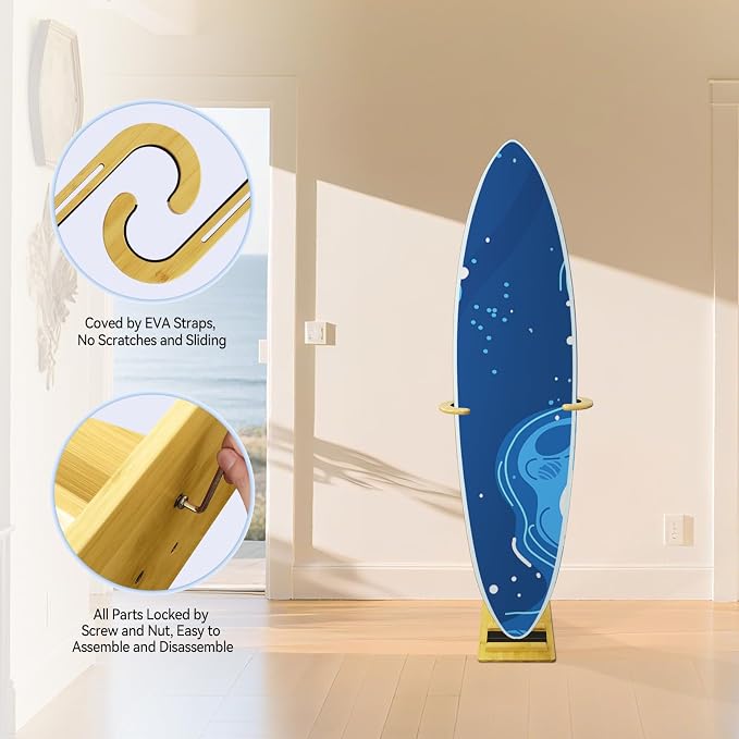 TWO STONES Paddle Board Rack Storage, Vertical Surfboard Stand, Surfboard Rack for Wall-Free to Display Indoor and Outdoor Hold Up to 80cm Width