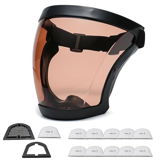 Anti-Fog Full Face Active shields Protection Visible Expression Transparent Breathable Comfortable Adults Reusable (Brown, 1PCS) (JZY-0010)